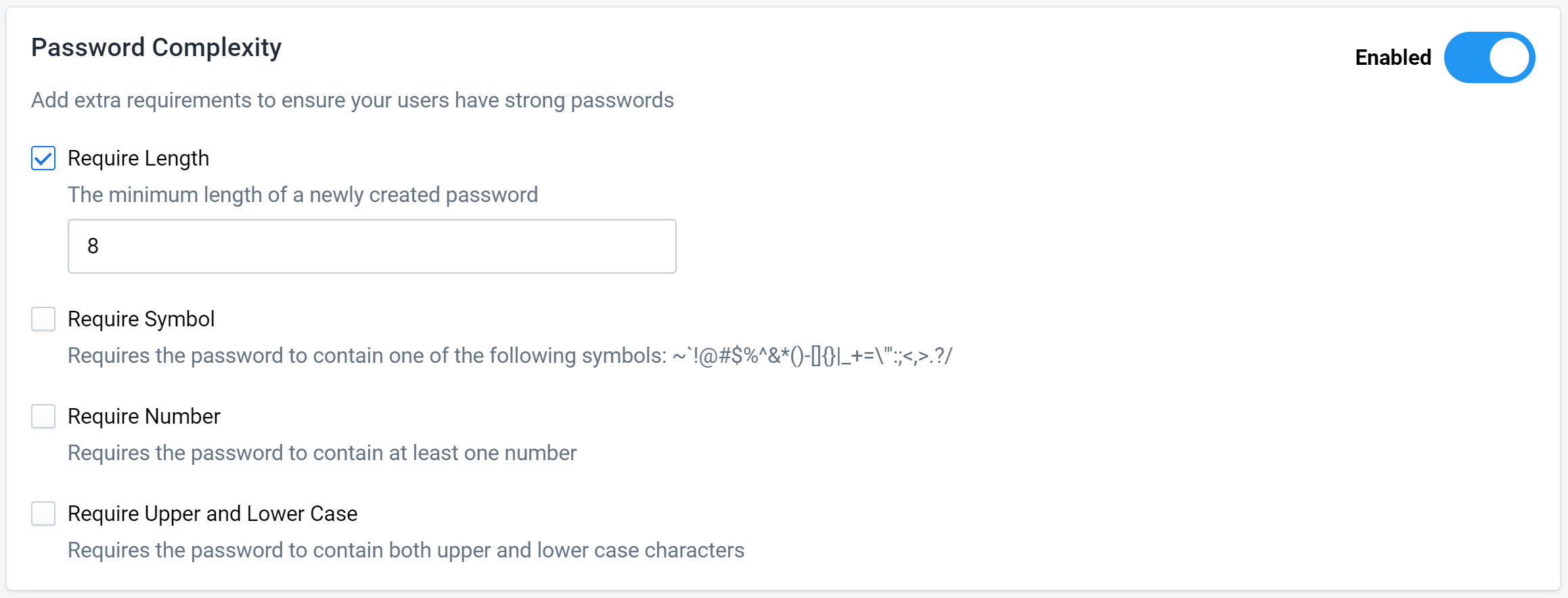 Figure 4: Password Complexity Settings